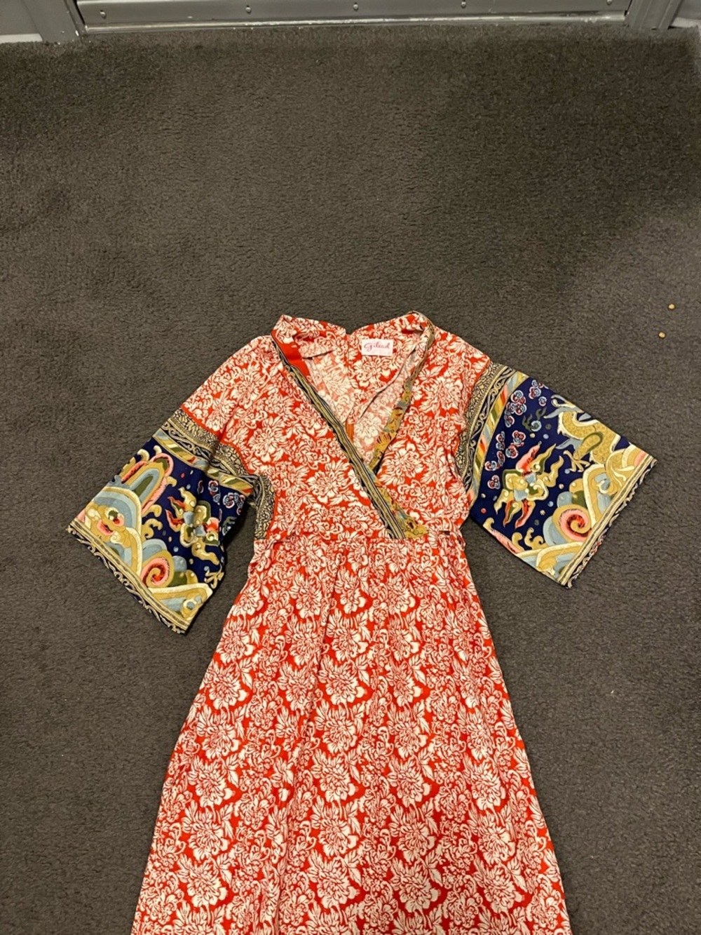 Vintage Gilead Floral Dragon Kimono Style Maxi Dress - Picture 11 of 11